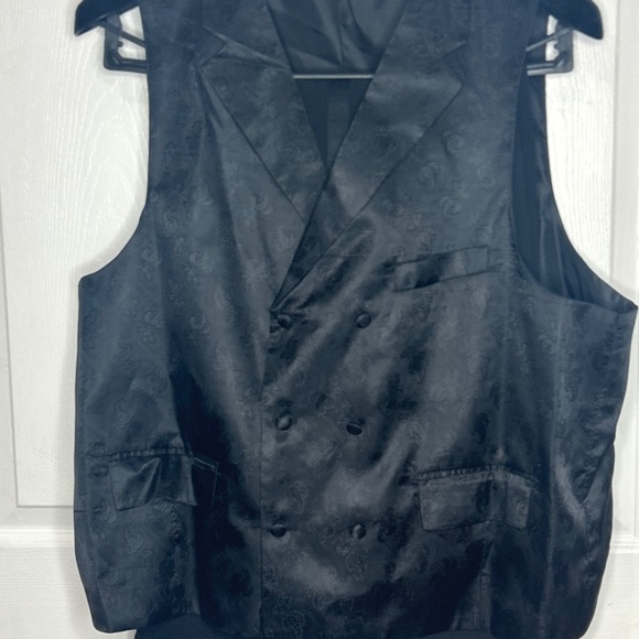 Vittorio St. Angelo Men’s 3-Piece Suit – Size 50L – Black Paisley Lapel Jacket - Picture 5 of 11